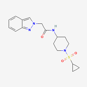 molecular formula C17H22N4O3S B6756252 N-(1-cyclopropylsulfonylpiperidin-4-yl)-2-indazol-2-ylacetamide 