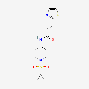 molecular formula C14H21N3O3S2 B6756275 N-(1-cyclopropylsulfonylpiperidin-4-yl)-3-(1,3-thiazol-2-yl)propanamide 