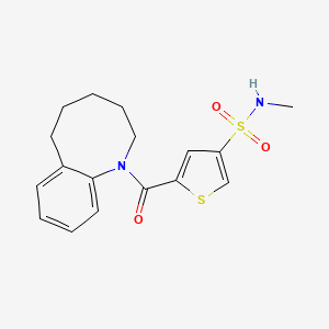 molecular formula C17H20N2O3S2 B6756441 N-methyl-5-(3,4,5,6-tetrahydro-2H-1-benzazocine-1-carbonyl)thiophene-3-sulfonamide 