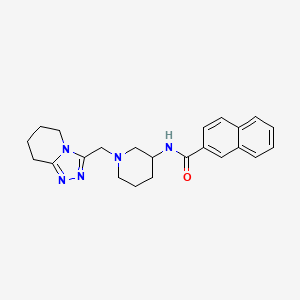 molecular formula C23H27N5O B6756456 N-[1-(5,6,7,8-tetrahydro-[1,2,4]triazolo[4,3-a]pyridin-3-ylmethyl)piperidin-3-yl]naphthalene-2-carboxamide 