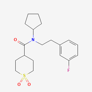 molecular formula C19H26FNO3S B6756511 N-cyclopentyl-N-[2-(3-fluorophenyl)ethyl]-1,1-dioxothiane-4-carboxamide 