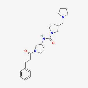 molecular formula C23H34N4O2 B6756542 N-[1-(3-phenylpropanoyl)pyrrolidin-3-yl]-3-(pyrrolidin-1-ylmethyl)pyrrolidine-1-carboxamide 