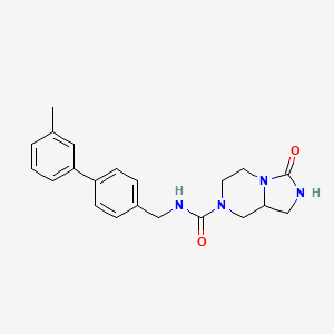 molecular formula C21H24N4O2 B6756606 N-[[4-(3-methylphenyl)phenyl]methyl]-3-oxo-1,2,5,6,8,8a-hexahydroimidazo[1,5-a]pyrazine-7-carboxamide 