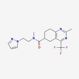 molecular formula C17H20F3N5O B6756733 N,2-dimethyl-N-(2-pyrazol-1-ylethyl)-4-(trifluoromethyl)-5,6,7,8-tetrahydroquinazoline-6-carboxamide 