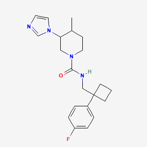 molecular formula C21H27FN4O B6756894 N-[[1-(4-fluorophenyl)cyclobutyl]methyl]-3-imidazol-1-yl-4-methylpiperidine-1-carboxamide 