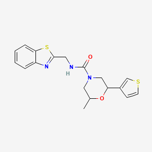 molecular formula C18H19N3O2S2 B6756899 N-(1,3-benzothiazol-2-ylmethyl)-2-methyl-6-thiophen-3-ylmorpholine-4-carboxamide 