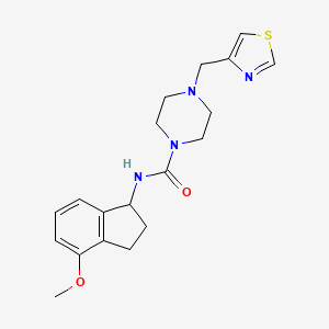 molecular formula C19H24N4O2S B6756942 N-(4-methoxy-2,3-dihydro-1H-inden-1-yl)-4-(1,3-thiazol-4-ylmethyl)piperazine-1-carboxamide 