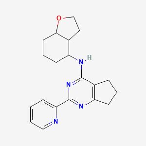 molecular formula C20H24N4O B6756986 N-(2,3,3a,4,5,6,7,7a-octahydro-1-benzofuran-4-yl)-2-pyridin-2-yl-6,7-dihydro-5H-cyclopenta[d]pyrimidin-4-amine 