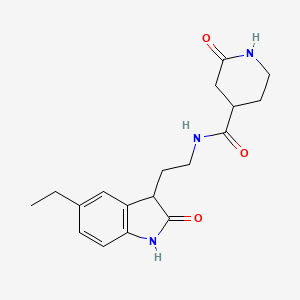 molecular formula C18H23N3O3 B6756997 N-[2-(5-ethyl-2-oxo-1,3-dihydroindol-3-yl)ethyl]-2-oxopiperidine-4-carboxamide 