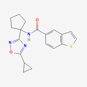 molecular formula C19H19N3O2S B6756998 N-[1-(5-cyclopropyl-1,2,4-oxadiazol-3-yl)cyclopentyl]-1-benzothiophene-5-carboxamide 