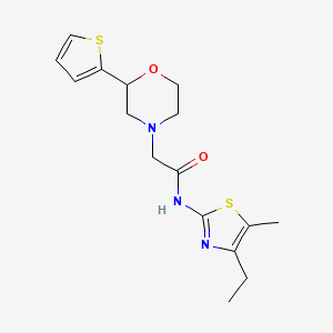 molecular formula C16H21N3O2S2 B6757094 N-(4-ethyl-5-methyl-1,3-thiazol-2-yl)-2-(2-thiophen-2-ylmorpholin-4-yl)acetamide 