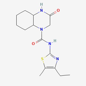 molecular formula C15H22N4O2S B6757168 N-(4-ethyl-5-methyl-1,3-thiazol-2-yl)-3-oxo-2,4,4a,5,6,7,8,8a-octahydroquinoxaline-1-carboxamide 