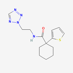 molecular formula C14H19N5OS B6757201 N-[2-(tetrazol-2-yl)ethyl]-1-thiophen-2-ylcyclohexane-1-carboxamide 