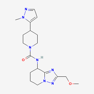 molecular formula C18H27N7O2 B6757240 N-[2-(methoxymethyl)-5,6,7,8-tetrahydro-[1,2,4]triazolo[1,5-a]pyridin-8-yl]-4-(2-methylpyrazol-3-yl)piperidine-1-carboxamide 