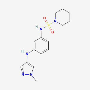 molecular formula C15H21N5O2S B6757296 N-[3-[(1-methylpyrazol-4-yl)amino]phenyl]piperidine-1-sulfonamide 