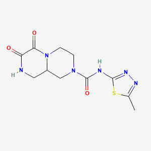 molecular formula C11H14N6O3S B6757304 N-(5-methyl-1,3,4-thiadiazol-2-yl)-6,7-dioxo-1,3,4,8,9,9a-hexahydropyrazino[1,2-a]pyrazine-2-carboxamide 