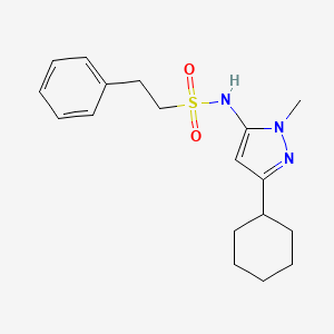 molecular formula C18H25N3O2S B6757321 N-(5-cyclohexyl-2-methylpyrazol-3-yl)-2-phenylethanesulfonamide 