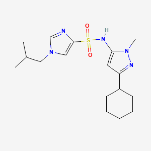 molecular formula C17H27N5O2S B6757322 N-(5-cyclohexyl-2-methylpyrazol-3-yl)-1-(2-methylpropyl)imidazole-4-sulfonamide 