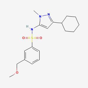 molecular formula C18H25N3O3S B6757329 N-(5-cyclohexyl-2-methylpyrazol-3-yl)-3-(methoxymethyl)benzenesulfonamide 