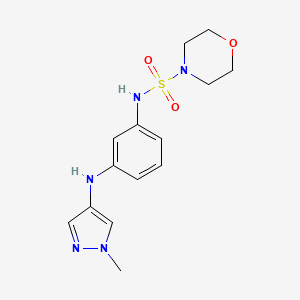 molecular formula C14H19N5O3S B6757522 N-[3-[(1-methylpyrazol-4-yl)amino]phenyl]morpholine-4-sulfonamide 