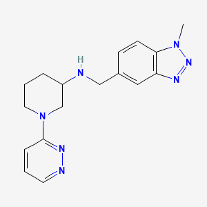 molecular formula C17H21N7 B6757568 N-[(1-methylbenzotriazol-5-yl)methyl]-1-pyridazin-3-ylpiperidin-3-amine 