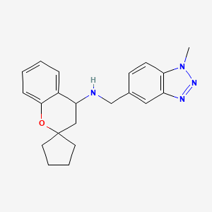 molecular formula C21H24N4O B6757576 N-[(1-methylbenzotriazol-5-yl)methyl]spiro[3,4-dihydrochromene-2,1'-cyclopentane]-4-amine 