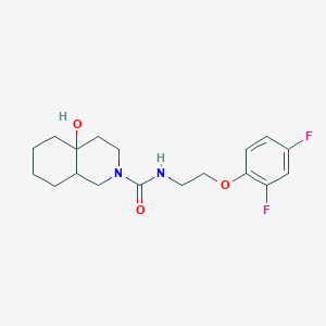 molecular formula C18H24F2N2O3 B6757645 N-[2-(2,4-difluorophenoxy)ethyl]-4a-hydroxy-1,3,4,5,6,7,8,8a-octahydroisoquinoline-2-carboxamide 