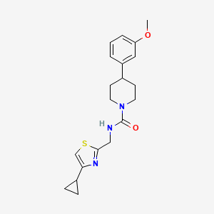 molecular formula C20H25N3O2S B6757657 N-[(4-cyclopropyl-1,3-thiazol-2-yl)methyl]-4-(3-methoxyphenyl)piperidine-1-carboxamide 