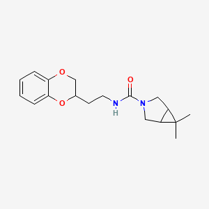 molecular formula C18H24N2O3 B6757687 N-[2-(2,3-dihydro-1,4-benzodioxin-3-yl)ethyl]-6,6-dimethyl-3-azabicyclo[3.1.0]hexane-3-carboxamide 