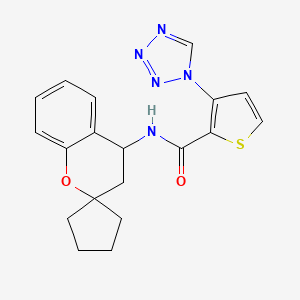 molecular formula C19H19N5O2S B6757734 N-spiro[3,4-dihydrochromene-2,1'-cyclopentane]-4-yl-3-(tetrazol-1-yl)thiophene-2-carboxamide 