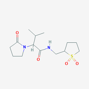 molecular formula C14H24N2O4S B6757749 N-[(1,1-dioxothiolan-2-yl)methyl]-3-methyl-2-(2-oxopyrrolidin-1-yl)butanamide 