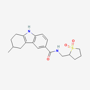 molecular formula C19H24N2O3S B6757752 N-[(1,1-dioxothiolan-2-yl)methyl]-6-methyl-6,7,8,9-tetrahydro-5H-carbazole-3-carboxamide 