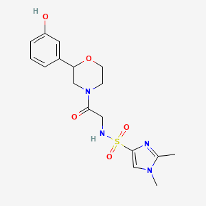 molecular formula C17H22N4O5S B6757775 N-[2-[2-(3-hydroxyphenyl)morpholin-4-yl]-2-oxoethyl]-1,2-dimethylimidazole-4-sulfonamide 
