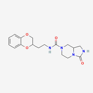 molecular formula C17H22N4O4 B6757890 N-[2-(2,3-dihydro-1,4-benzodioxin-3-yl)ethyl]-3-oxo-1,2,5,6,8,8a-hexahydroimidazo[1,5-a]pyrazine-7-carboxamide 