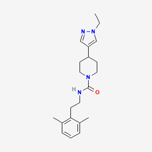 molecular formula C21H30N4O B6757891 N-[2-(2,6-dimethylphenyl)ethyl]-4-(1-ethylpyrazol-4-yl)piperidine-1-carboxamide 