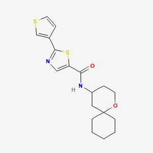 molecular formula C18H22N2O2S2 B6757966 N-(1-oxaspiro[5.5]undecan-4-yl)-2-thiophen-3-yl-1,3-thiazole-5-carboxamide 