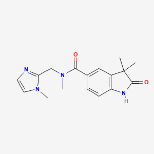 molecular formula C17H20N4O2 B6758067 N,3,3-trimethyl-N-[(1-methylimidazol-2-yl)methyl]-2-oxo-1H-indole-5-carboxamide 