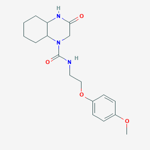 molecular formula C18H25N3O4 B6758112 N-[2-(4-methoxyphenoxy)ethyl]-3-oxo-2,4,4a,5,6,7,8,8a-octahydroquinoxaline-1-carboxamide 