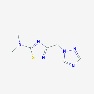 molecular formula C7H10N6S B6758257 N,N-dimethyl-3-(1,2,4-triazol-1-ylmethyl)-1,2,4-thiadiazol-5-amine 