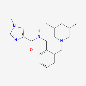 molecular formula C20H28N4O B6758290 N-[[2-[(3,5-dimethylpiperidin-1-yl)methyl]phenyl]methyl]-1-methylimidazole-4-carboxamide 