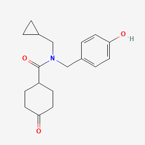 molecular formula C18H23NO3 B6758294 N-(cyclopropylmethyl)-N-[(4-hydroxyphenyl)methyl]-4-oxocyclohexane-1-carboxamide 