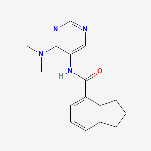 molecular formula C16H18N4O B6758315 N-[4-(dimethylamino)pyrimidin-5-yl]-2,3-dihydro-1H-indene-4-carboxamide 