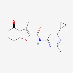 molecular formula C18H19N3O3 B6758337 N-(6-cyclopropyl-2-methylpyrimidin-4-yl)-3-methyl-4-oxo-6,7-dihydro-5H-1-benzofuran-2-carboxamide 