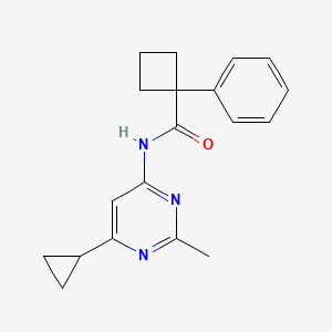 molecular formula C19H21N3O B6758338 N-(6-cyclopropyl-2-methylpyrimidin-4-yl)-1-phenylcyclobutane-1-carboxamide 