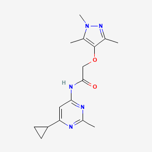 molecular formula C16H21N5O2 B6758342 N-(6-cyclopropyl-2-methylpyrimidin-4-yl)-2-(1,3,5-trimethylpyrazol-4-yl)oxyacetamide 
