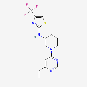 molecular formula C15H18F3N5S B6758445 N-[1-(6-ethylpyrimidin-4-yl)piperidin-3-yl]-4-(trifluoromethyl)-1,3-thiazol-2-amine 