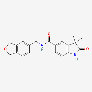 molecular formula C20H20N2O3 B6758467 N-(1,3-dihydro-2-benzofuran-5-ylmethyl)-3,3-dimethyl-2-oxo-1H-indole-5-carboxamide 