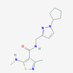molecular formula C15H21N5OS B6758480 N-[(1-cyclopentylpyrazol-3-yl)methyl]-3-methyl-5-(methylamino)-1,2-thiazole-4-carboxamide 