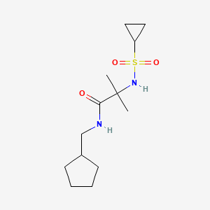 molecular formula C13H24N2O3S B6758489 N-(cyclopentylmethyl)-2-(cyclopropylsulfonylamino)-2-methylpropanamide 