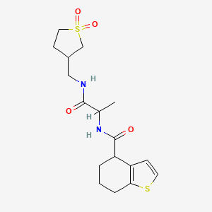 molecular formula C17H24N2O4S2 B6758499 N-[1-[(1,1-dioxothiolan-3-yl)methylamino]-1-oxopropan-2-yl]-4,5,6,7-tetrahydro-1-benzothiophene-4-carboxamide 